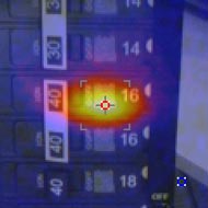 Breaker image taken with a VT04 Visual IR Thermometer blended at 50% heatmap and 50% visual