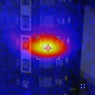 Breaker image taken with a VT04 Visual IR Thermometer blended at 75% heatmap and 25% visual