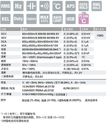 PC720M数字万用表|日本三和Ssanwa数字万用表 技术参数 PC720M数字万用表|日本三和Ssanwa数字万用表 技术参数